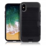 Wholesale iPhone X (Ten) Credit Card Armor Hybrid Case (Black)